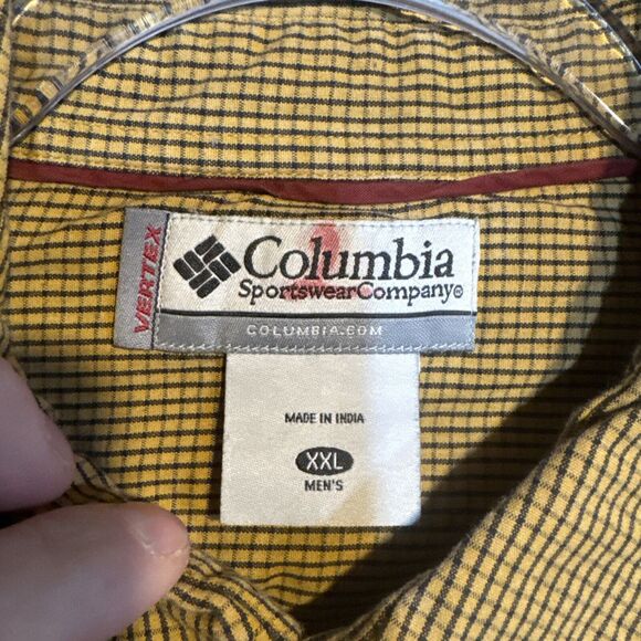 Columbia Vertex Button Down Shirt Mens‎ XXL Long Sleeve Orange Check Casual Work - Picture 6 of 14